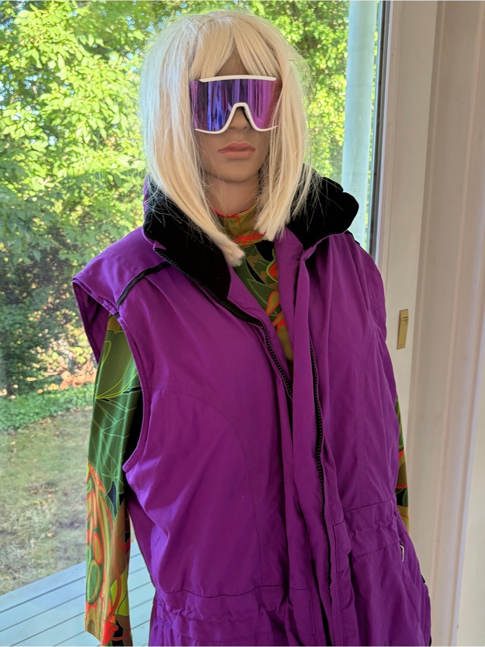 Obermeyer Purple &Black Ski Vest Jacket with Bright Floral Lining